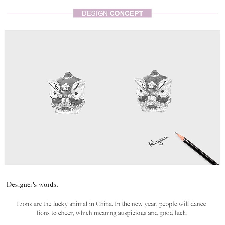 Hạt charm Bamoer hình đầu lân đính đá đẹp mắt