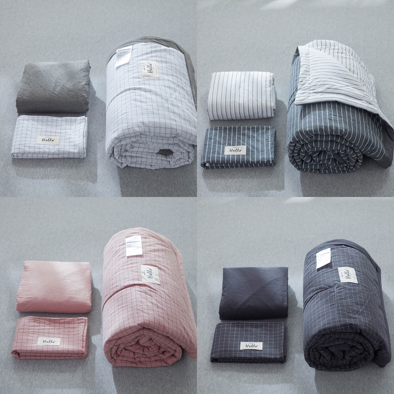 Bộ Chăn Ga Gối Cotton Đũi Nhật Chăn Trần Minamo D10 Cao Cấp, Siêu Mềm Mại, Không Kích Ứng Da