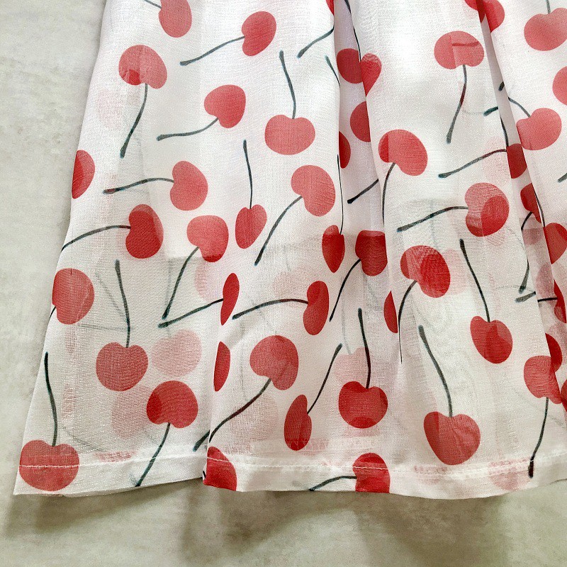 Chân váy xòe vải voan mềm mại họa tiết cherry dễ thương Free size VAY80
