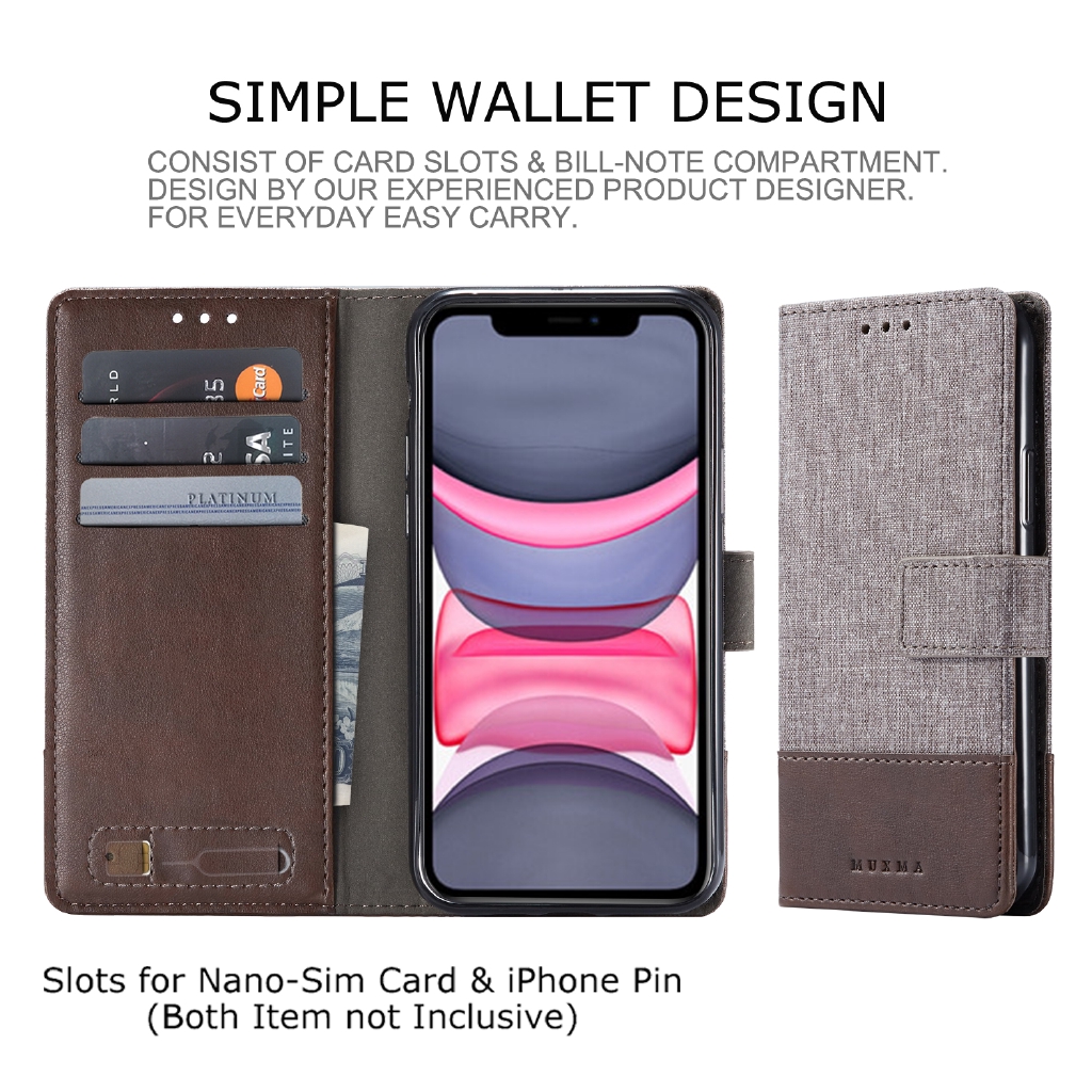 Bao da điện thoại dạng ví bằng vải canvas cho iPhone 6 6S 7 8 Plus X XS Max XR 11 Pro Max | BigBuy360 - bigbuy360.vn