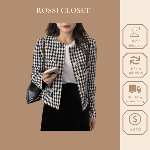 Áo dạ tweed họa tiết siêu xinh phong cách Hàn Quốc_ hàng ORDER có ẢNH thật