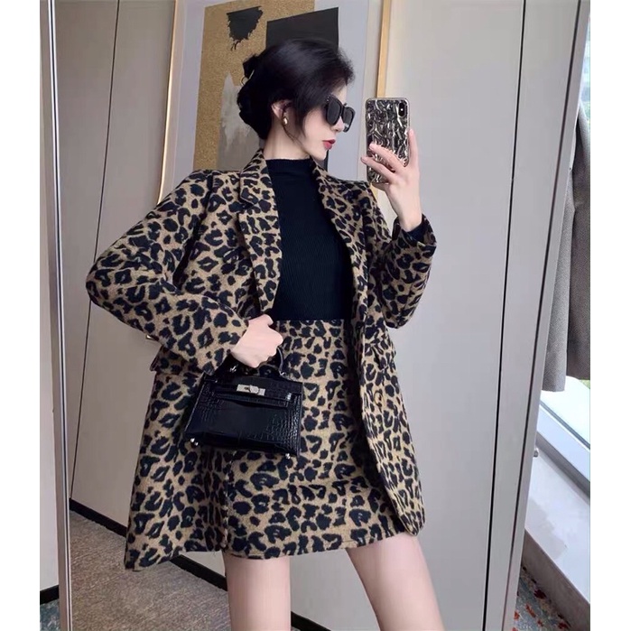 Set váy màu da báo sang chảnh hot outfit