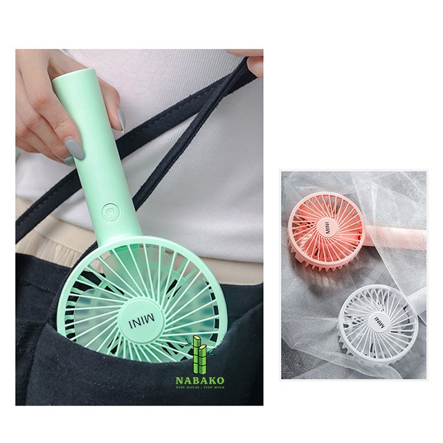 [Pin Trâu 6 Tiếng] Quạt Mini Cầm Tay 3 Cấp Độ Để Bàn Sạc Pin Tích Điện Có Đèn Gọn Nhẹ, Dễ Dàng Mang Theo - Nabako | BigBuy360 - bigbuy360.vn