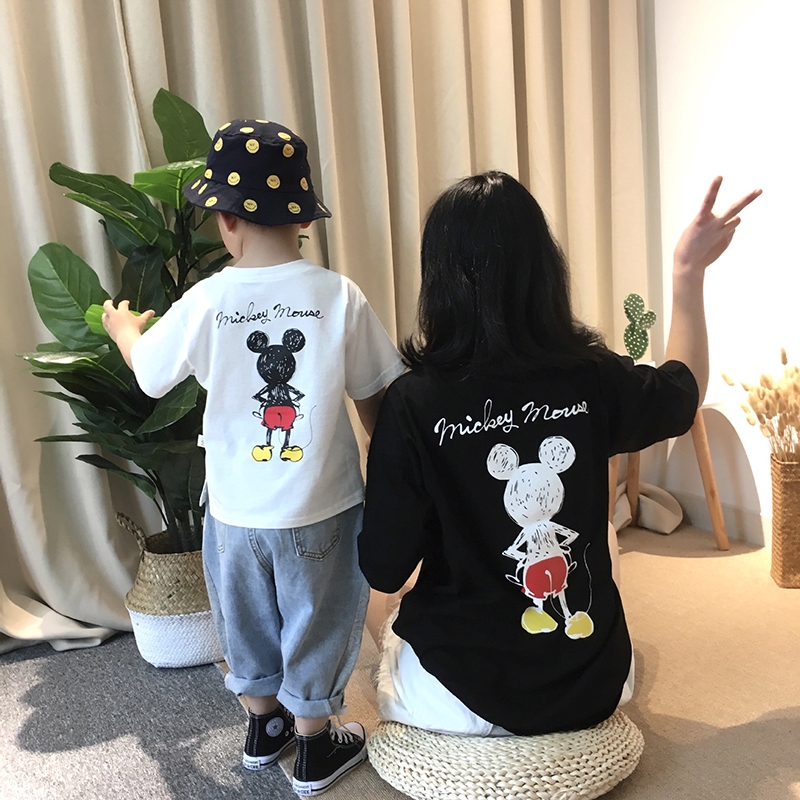 Áo Thun Ngắn Tay In Hình Chuột Mickey Cho Cả Gia Đình