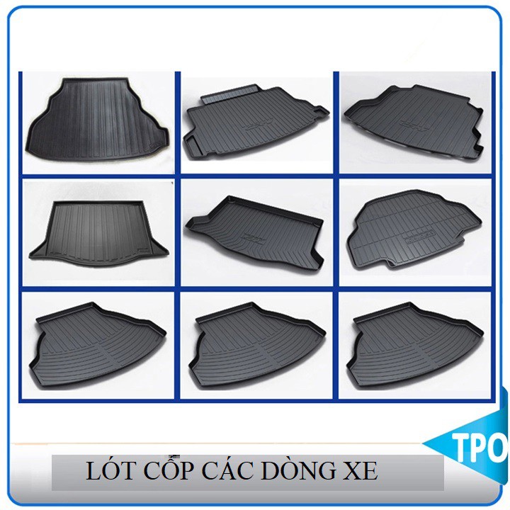 Lót cốp ô tô, khay hành lý ô tô TPO dẻo dùng xe Elantra, Innova, Fortuner, I10, Cerato, City, Vios, Xtrail, Mazda 3