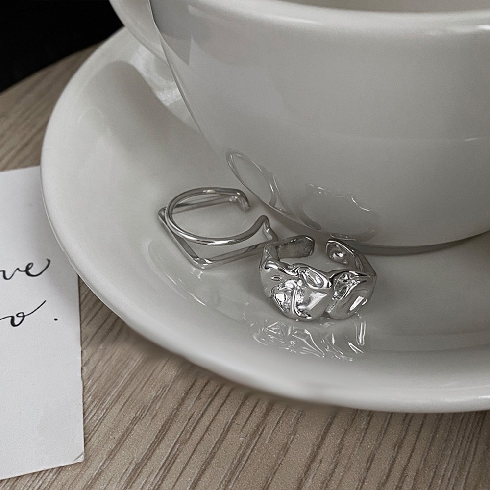 Nhẫn Hở Ngón Trỏ Xếp Ly Màu Bạc Không Phai Thiết Kế Thời Trang Cao Cấp Cho Nữ