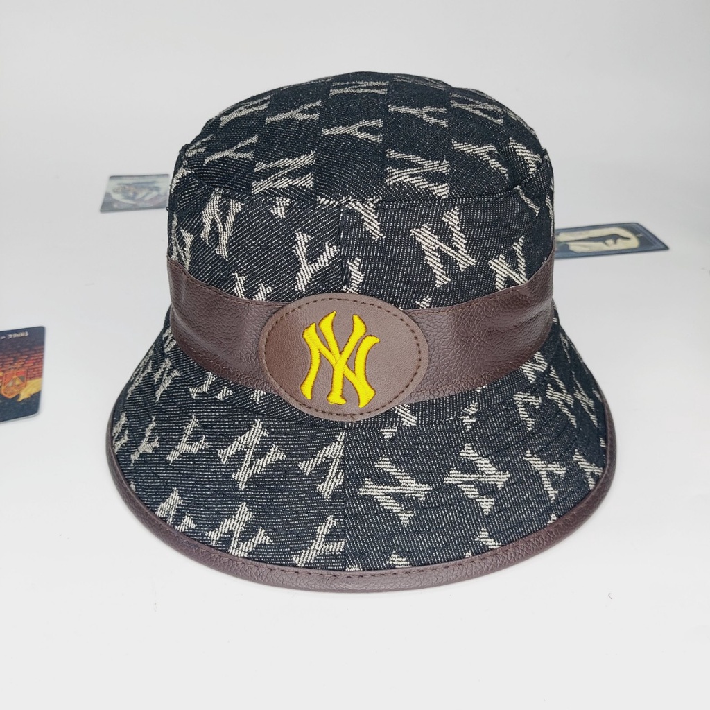 Nón vành tròn , Mũ bụket NY viền da logo nổi màu quát loang nhiều màu cực đẹp