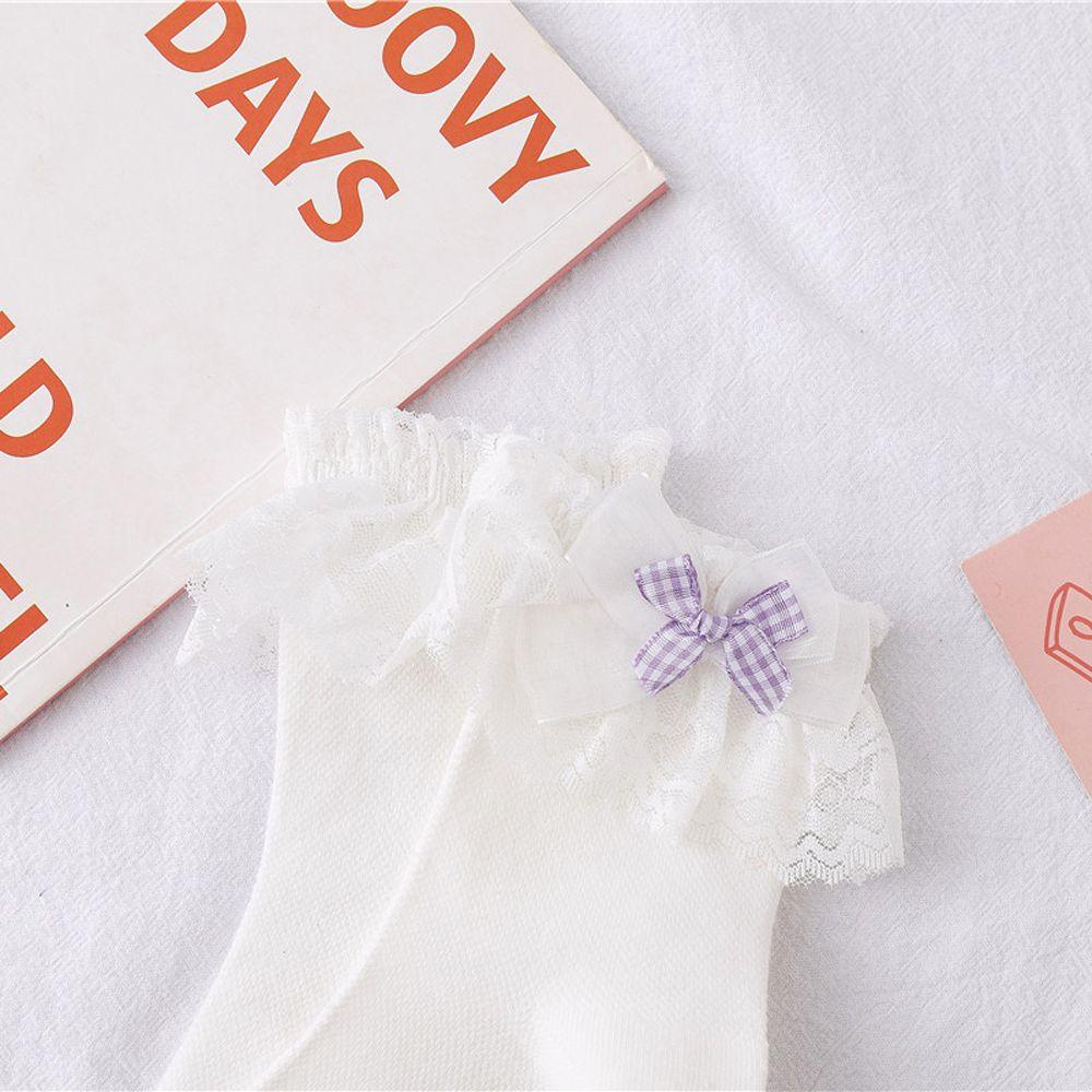Vớ Cotton Cổ Thấp Phối Lưới Và Nơ Phong Cách Lolita Dễ Thương Cho Nữ