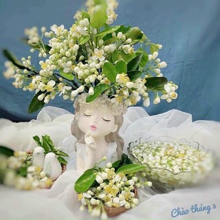 Bình hoa cô gái nhắm mắt
