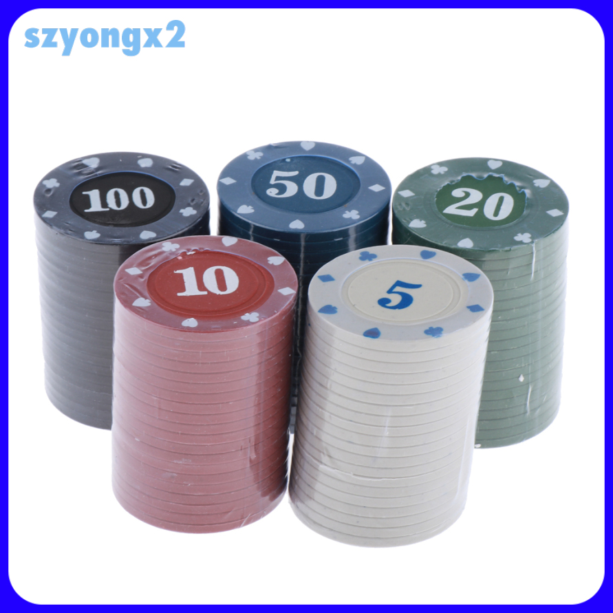 Set 100x chip Poker 3.9cm cho sòng bạc casino làm quà tặng đồ chơi