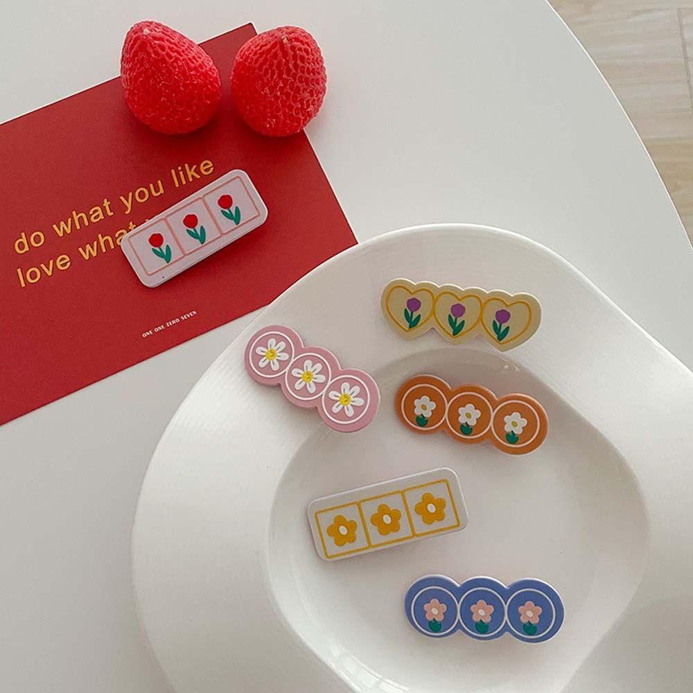 TWINKLE Kẹp Tóc Hình Hoa Tulip / Dâu Tây / Hoa Tulip Bằng Acrylic Kiểu Hàn Quốc