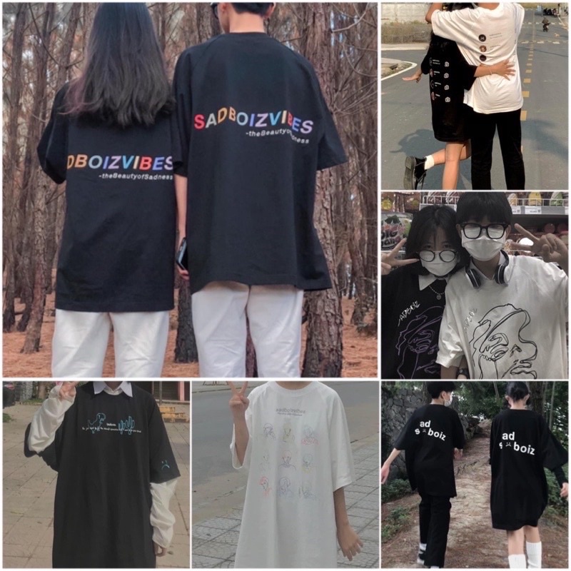 [Xả Kho] Áo Thun Tay Lỡ Dáng Rộng Unisex Dưới 75kg RubyStore- Sadboiz Mặt Buồn (Có Logo Ở Tay)