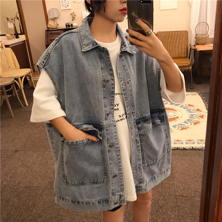 Áo khoác denim không tay phong cách Hàn Quốc cá tính | BigBuy360 - bigbuy360.vn