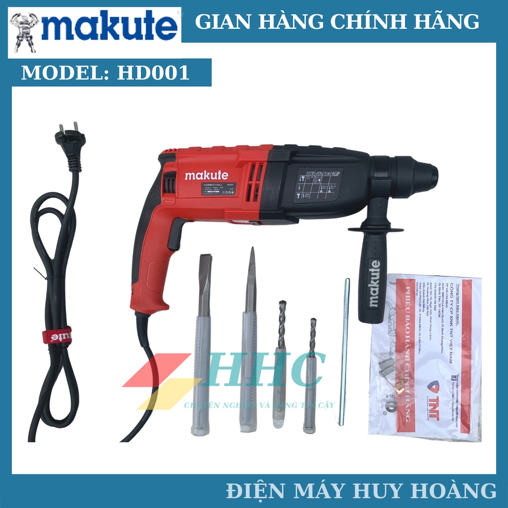 Máy khoan bê tông MAKUTE THƯƠNG HIỆU NHẬT - Máy khoan cầm tay chuyên dụng 3 chức năng Makute HD001