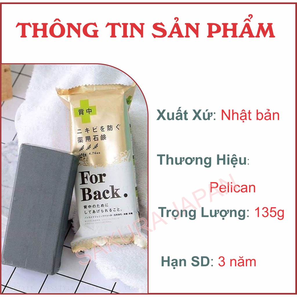 Xà phòng ngừa mụn lưng soap mụn lưng For Back Pelican Nhật Bản
