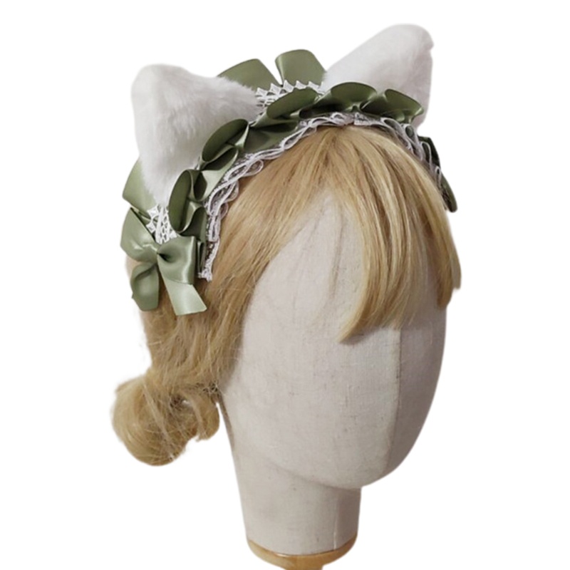 Băng Đô Nơ Tai Mèo Phối Ren Phong Cách Lolita Đáng Yêu