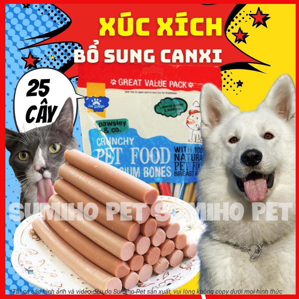 Xúc xích bổ sung canxi cho chó Dr Dingo bịch 25 cây (400gr) bánh thưởng cho chó