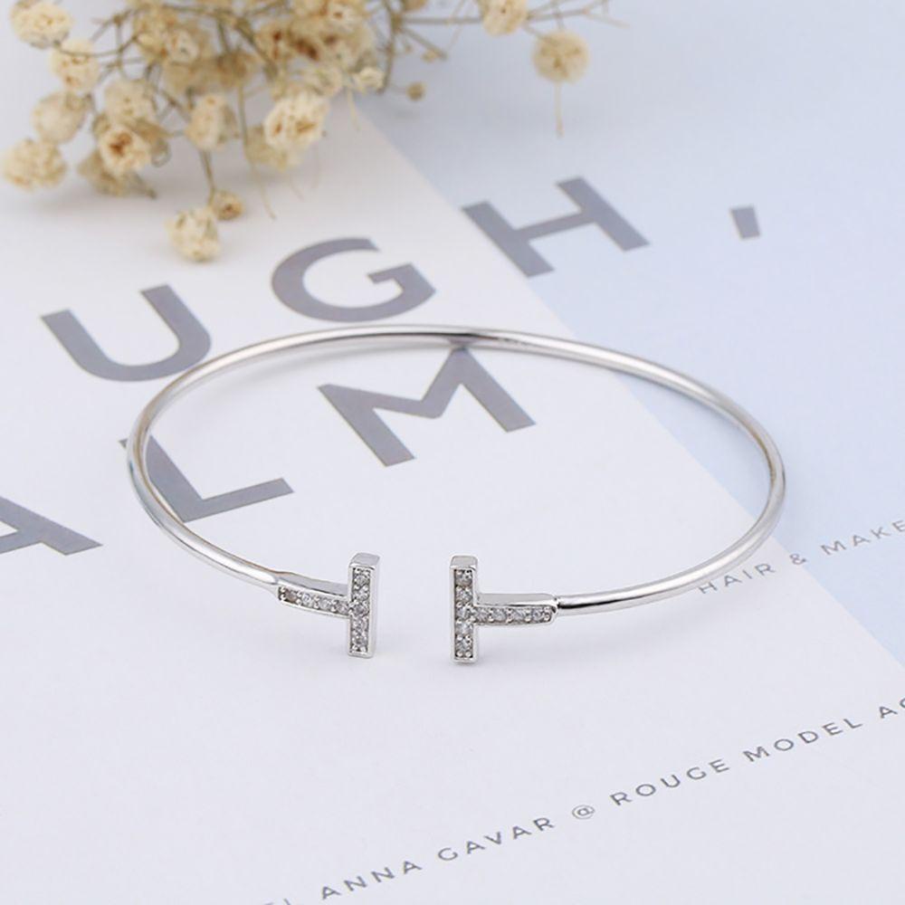 EXPEN Vòng Đeo Tay Hình Chữ T Bằng Hợp Kim Có Thể Điều Chỉnh Kích Thước Thời Trang