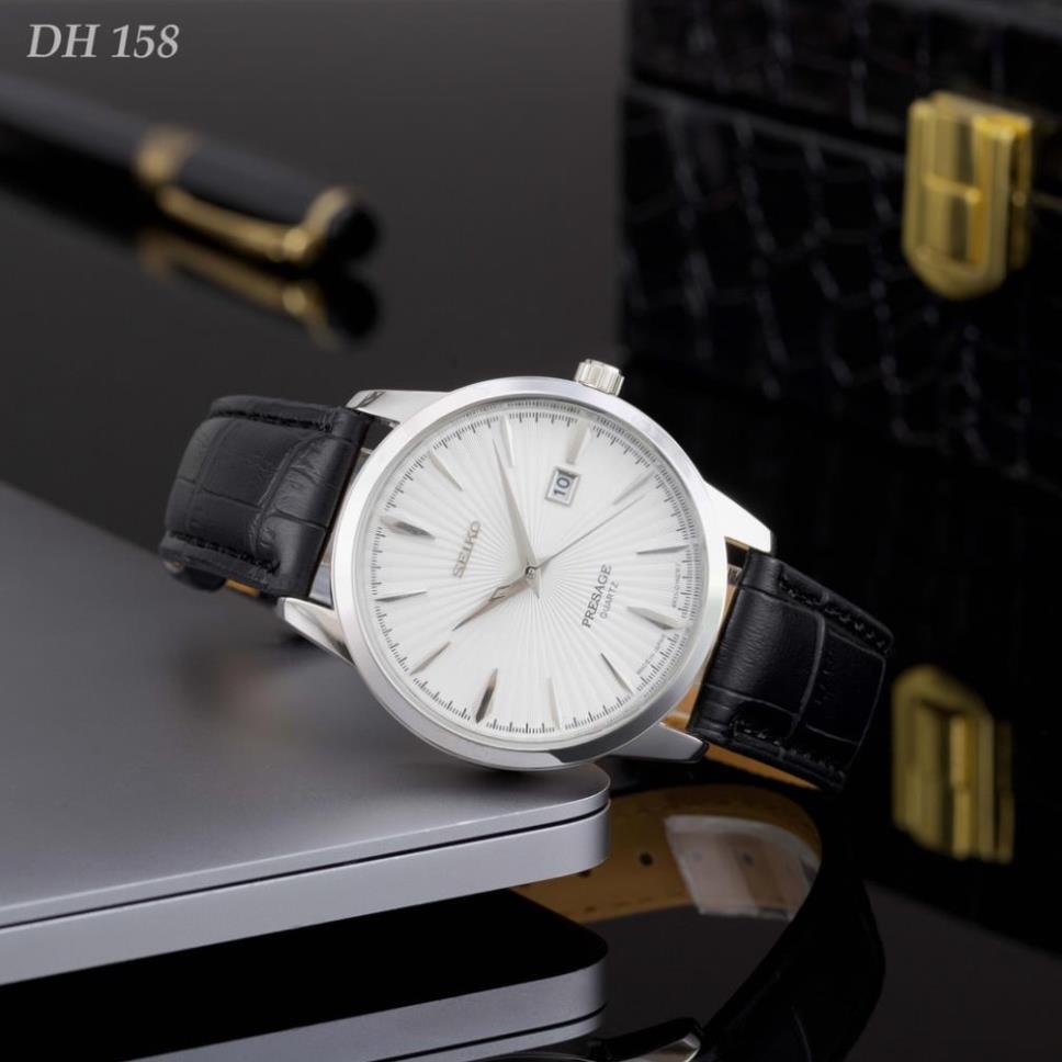 Đồng hồ nam Seiko dây da cao cấp mặt tròn sang trọng DH158 quynhnhushop