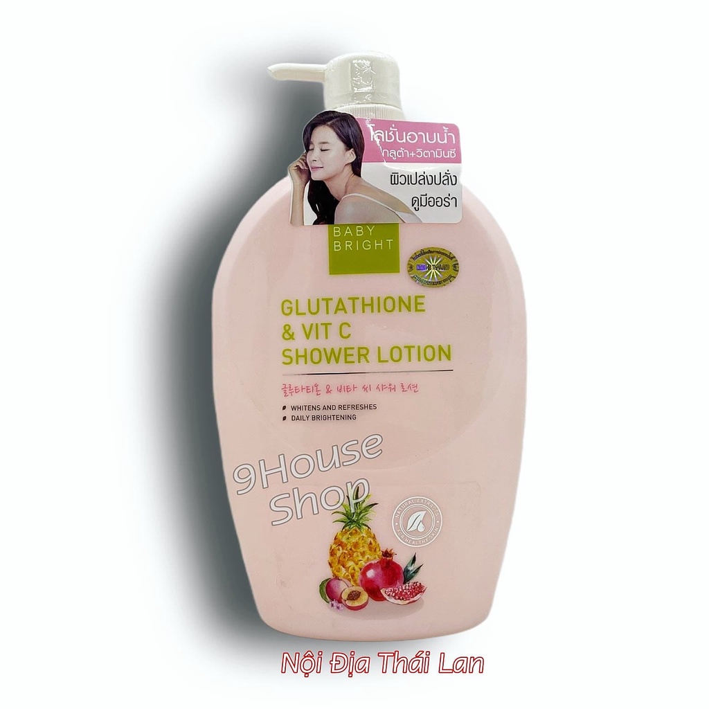 01 Chai Sữa Tắm Dưỡng Ẩm Sáng Da Baby Bright Glutathione &amp; Vit C Shower Lotion Thái Lan 750ml
