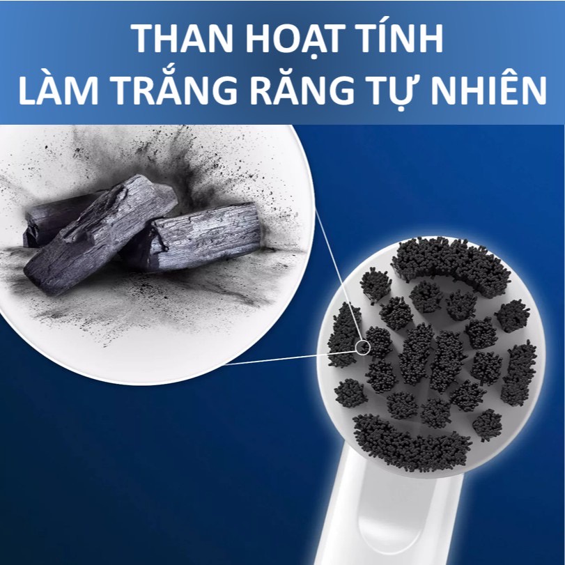 Đầu bàn chải điện Oral B Charcoal than hoạt tính làm trắng răng.Set 2 đầu thay