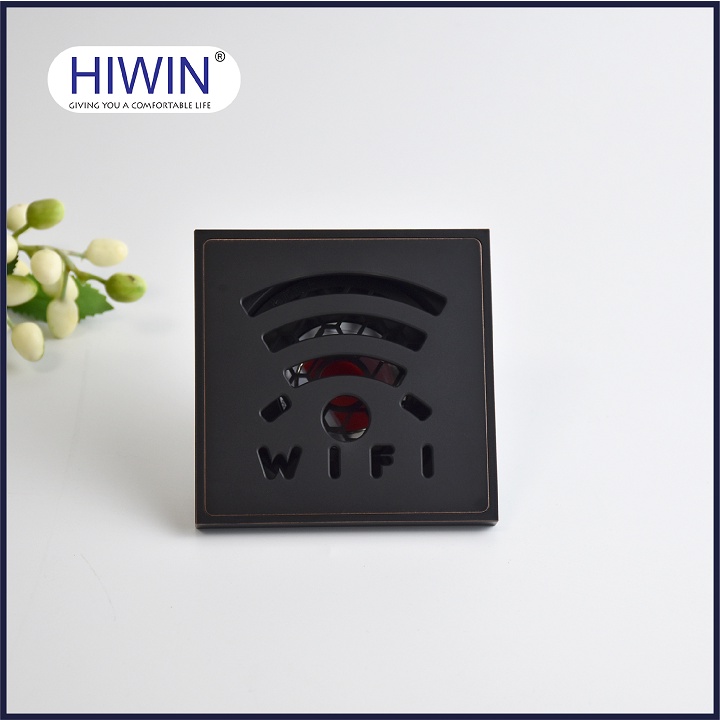 Phễu thoát sàn ngăn mùi hôi thoát nước nhanh đồng mạ đen kích thước 100x100mm HIWIN FD-1418B