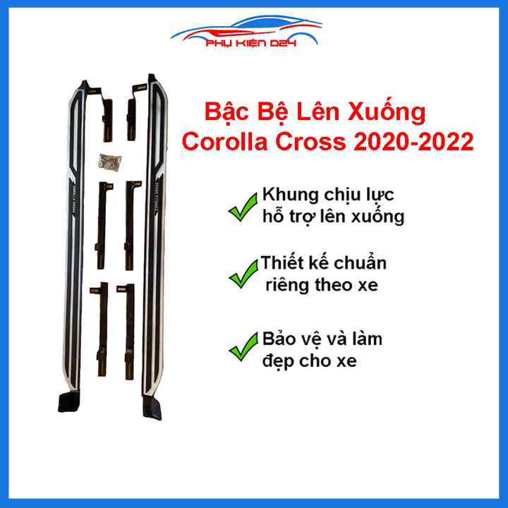 Bậc bệ lên xuống Corolla Cross 2020-2021-2022 bệ dẫm, bệ bước chân chuẩn theo xe