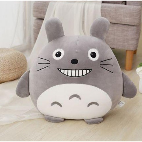 Chăn Gối Văn Phòng Totoro Tròn Biểu Cảm, Chu Môi, Cười Mỉm, Nhe Răng Màu Xám, Màu Hồng. Gấu Bông Đẹp Cho Bé