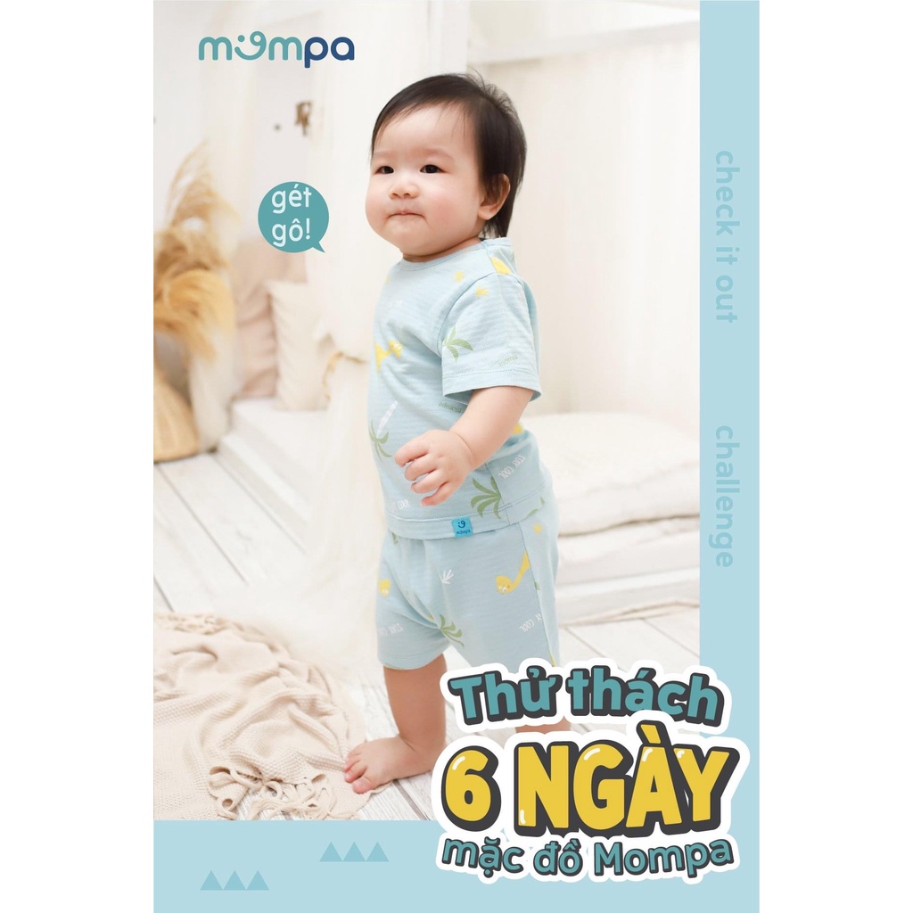 Bộ Mompa cộc tay Cotton giấy Hàn Quốc cao cấp mềm mịn thoáng mát thun giấy siêu xịn in thú cưng cho bé trai bé gái MP610