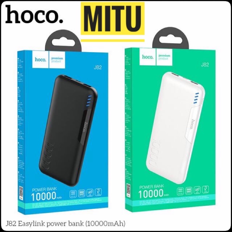 Pin sạc dự phòng Hoco J82 10.000 mAh có đèn LED hiển thị dung lượng pin - CHÍNH HÃNG