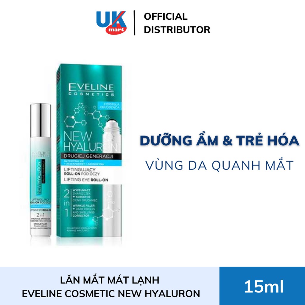 Lăn Mắt Mát Lạnh Eveline Cosmetic New Hyaluron 15ml