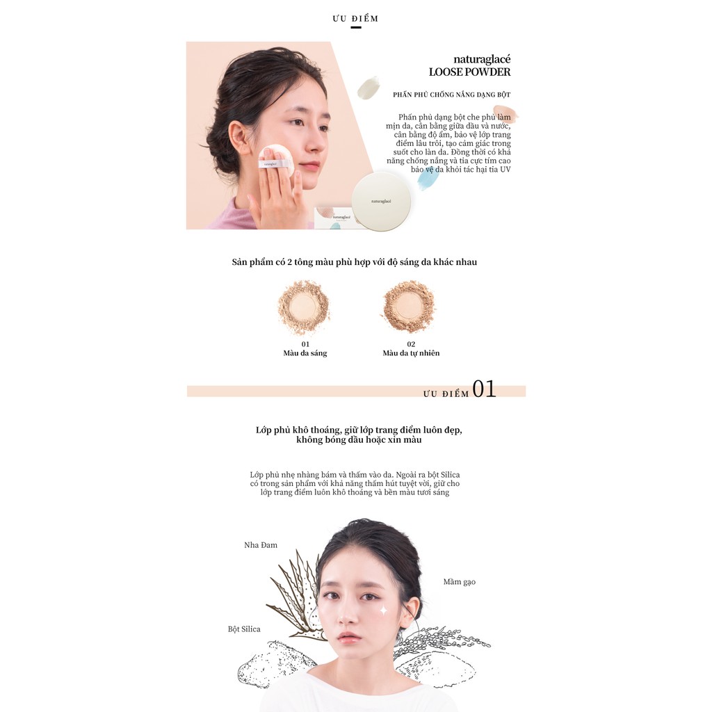 Bộ trang điểm mini hữu cơ naturaglacé Trial Set (gồm Kem nền 15g & Phấn phủ bột 3.5g)