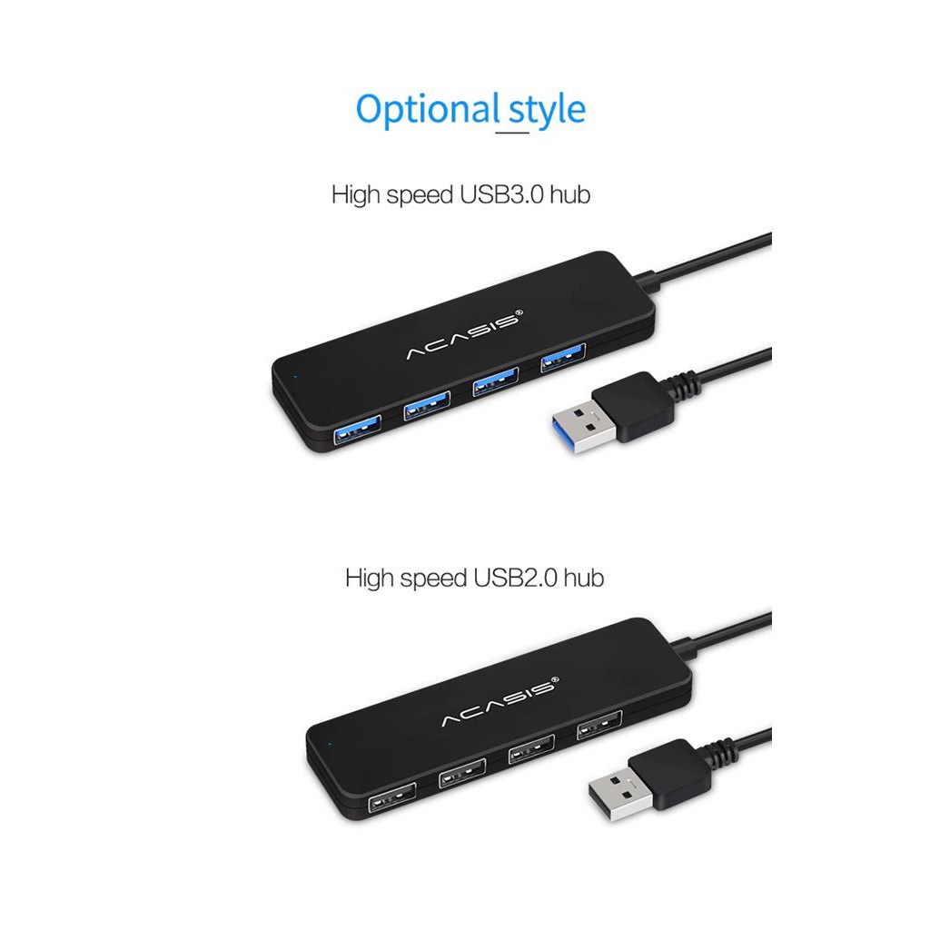 Hub usb 4 cổng ACASIS chuẩn 3.0 dài 20cm-AB3-L42 , AB3-L46 dài 60cm, AB3-L412 dài 120cm Và ACASIS chuẩn 2.0 -AB2-L46