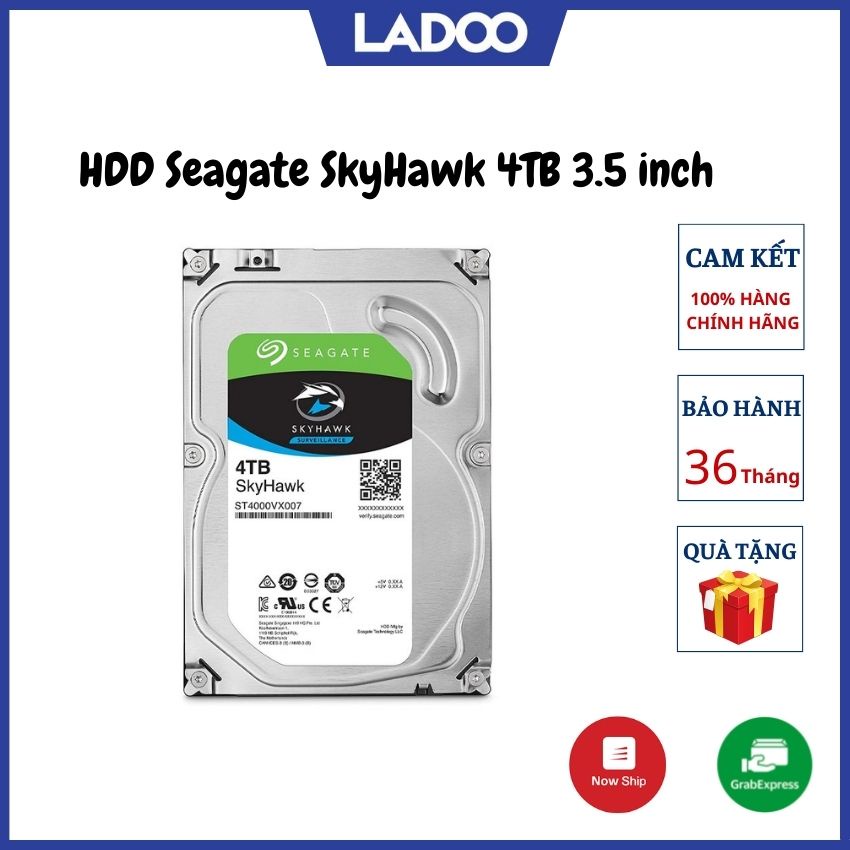 Ổ cứng gắn trong HDD Seagate SkyHawk 4TB 3.5 inch 5900RPM, SATA3 6GB/s - Bảo hành 36 tháng