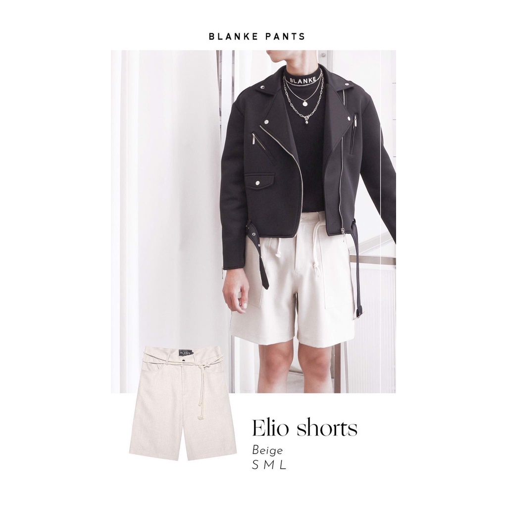 BLANKESPACE Quần Ngắn Elio Beige Shorts Vải Cotton Sợi Chéo Thời Trang Nam Nữ Unisex