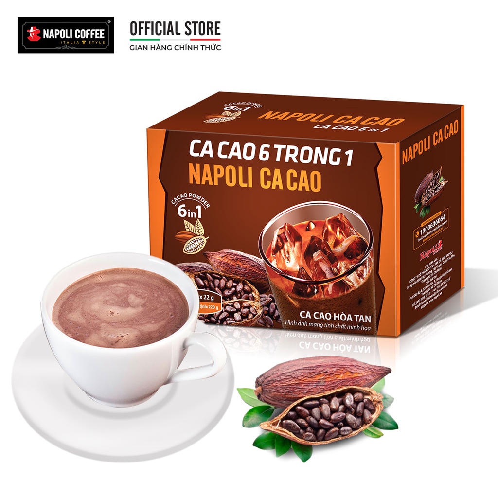 Cacao Hoà Tan 6in1 Napoli 22g/gói - Bổ Sung Mầm Lúa Mạch