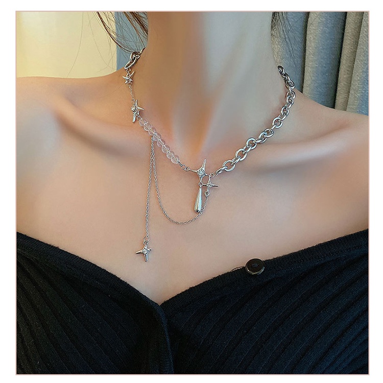 Vòng cổ Đính Đá Hình Giọt Nước Phong Cách hip-hop Sang Trọng Thời Trang