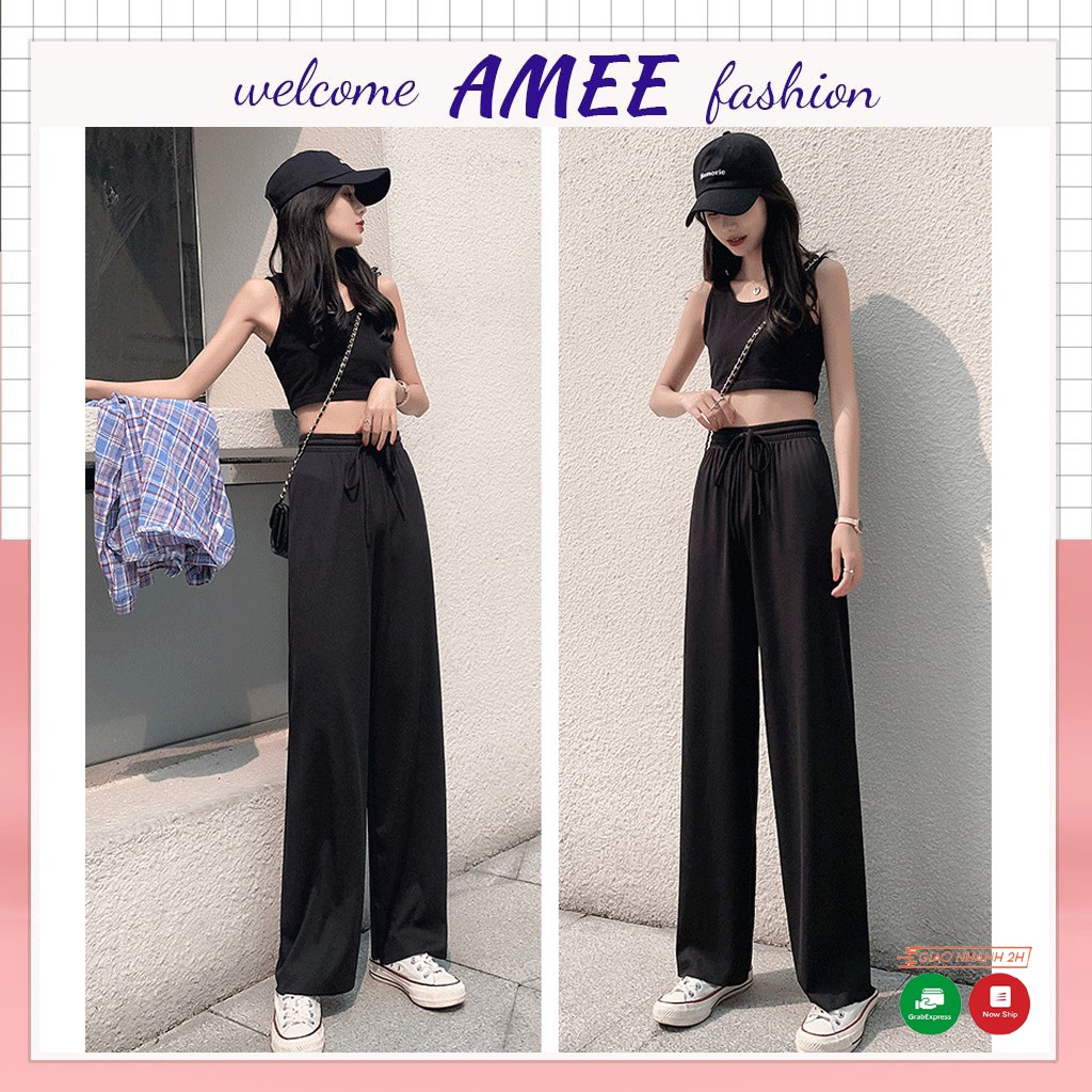 Quần ống rộng culottes vải tăm 95cm Amee fashion