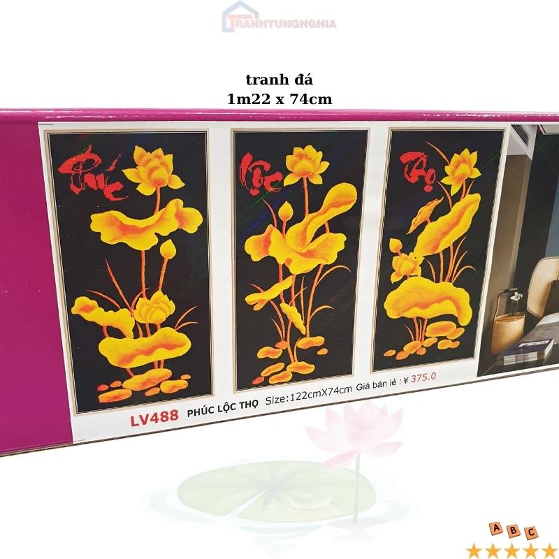 Tranh đính đá, tranh thêu chữ thập phúc lộc thọ