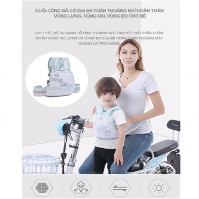 Đai xe máy phản quang dạng lưới thoáng khí cho bé 2X MART