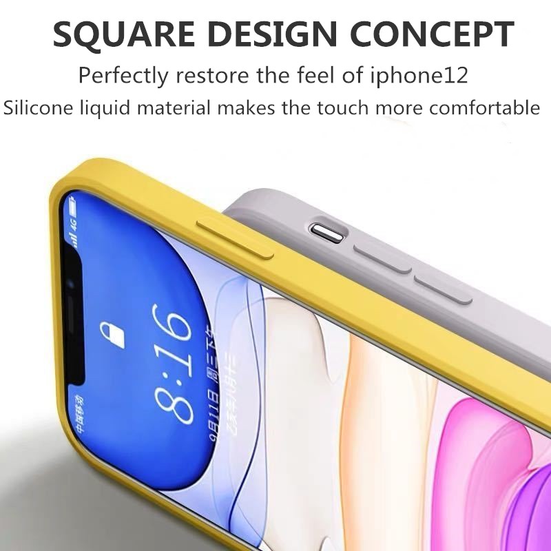 Ốp điện thoại silicon mềm dáng vuông 16 màu sắc cho iPhone 13 12 Pro Max 12 13Pro XS
