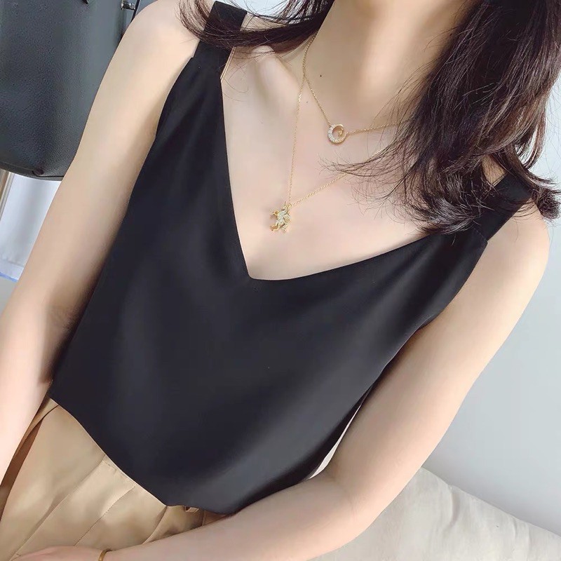 Áo hai dây nữ bản to 2cm lụa Hàn  siêu sang