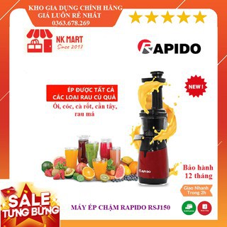 Máy ép chậm trái cây rapido rsj150 - ép hoa quả, ép rau củ, kiệt bã, công nghệ đức - bảo hành 12 tháng
