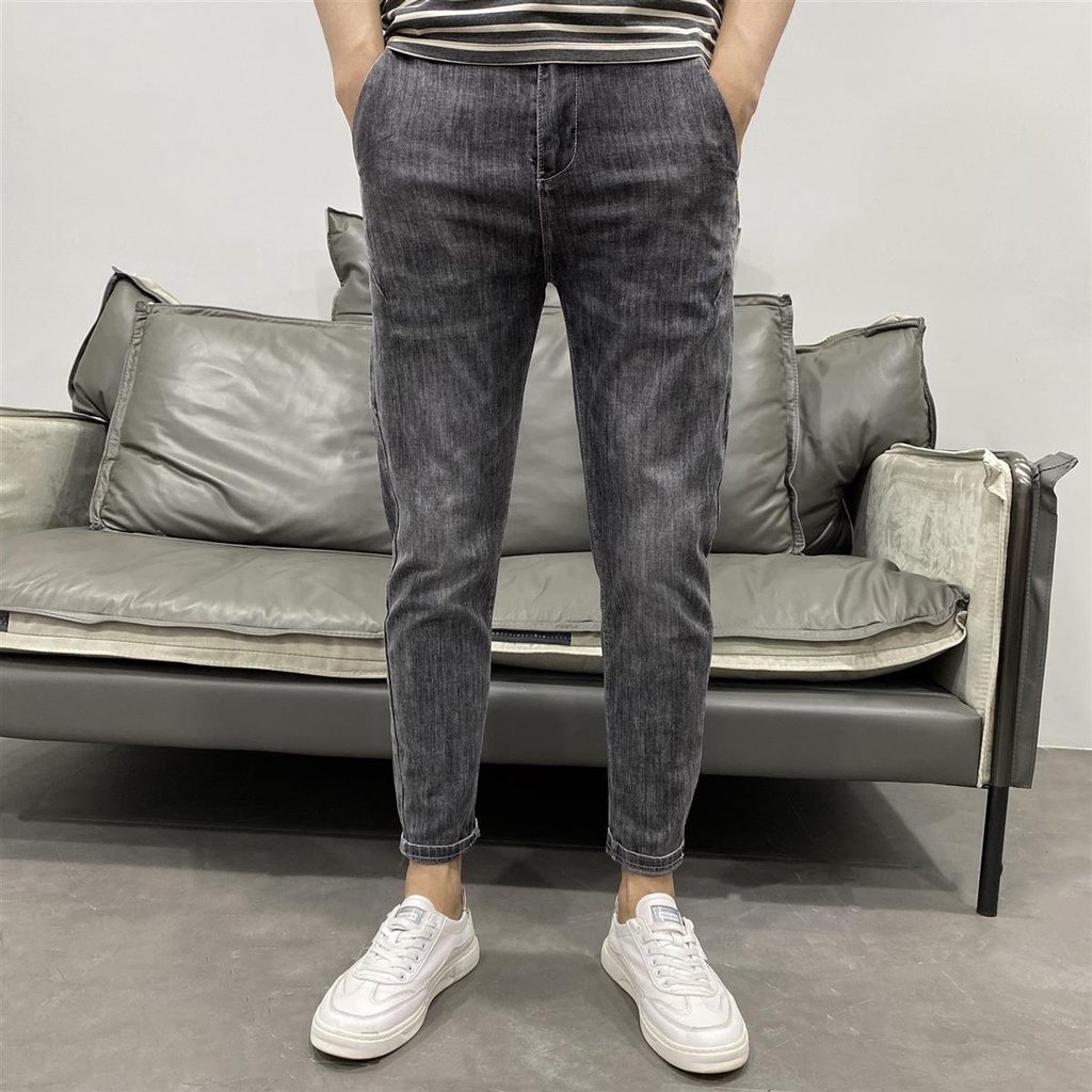 LEVIS Quần jean Dài Chín Tấc Ôm Dáng Co Giãn Tốt Kiểu Hàn Quốc Thời Trang Cho Nam 501