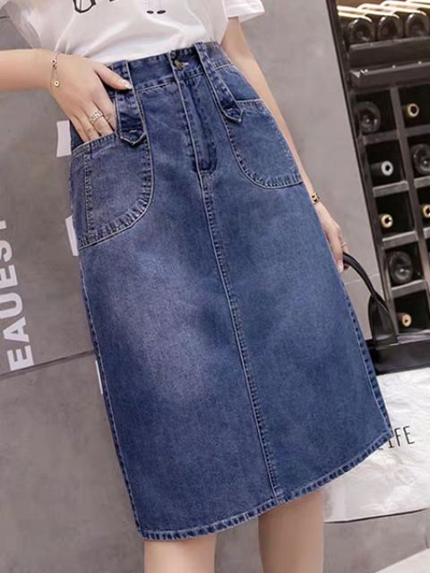 (sẵn l.S .xl  3xl. 2xl)Chân váy bò dáng chữ A dài qua gối | BigBuy360 - bigbuy360.vn