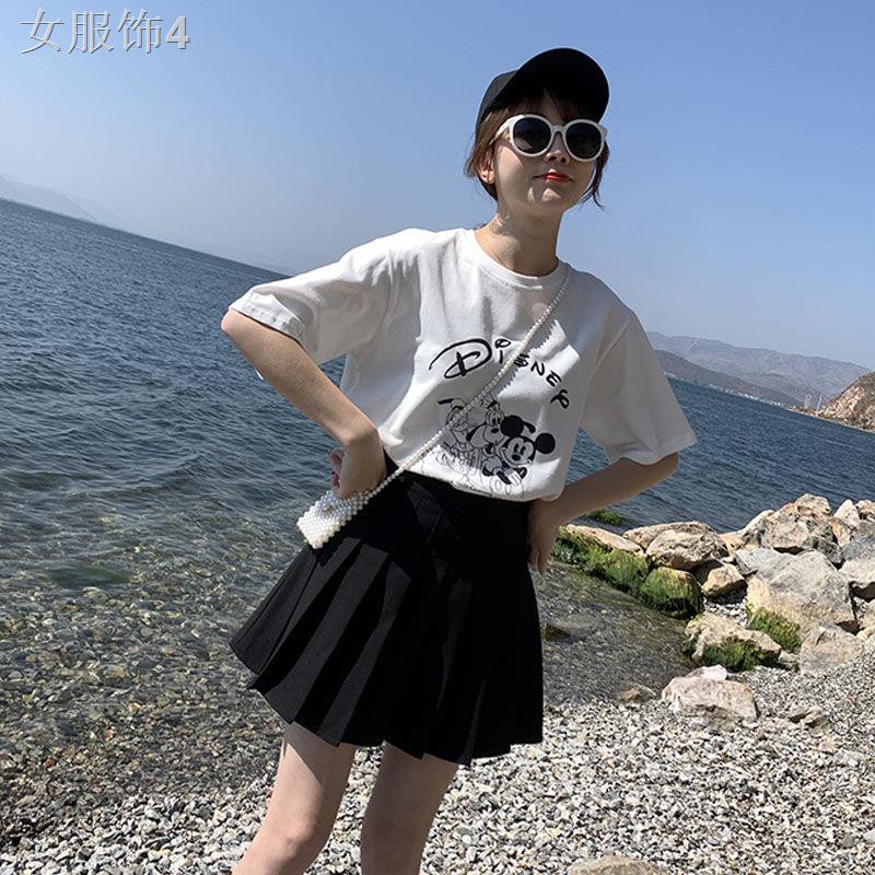 Váy xếp ly màu đen mới mùa hè nữ sinh viên jk phiên bản hàn quốc là ngắn lưng cao eo nửa dài phong cách đại h