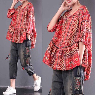 Áo Nữ Tay Dài Dáng Rộng Phong Cách Boho Thời Trang Cá Tính