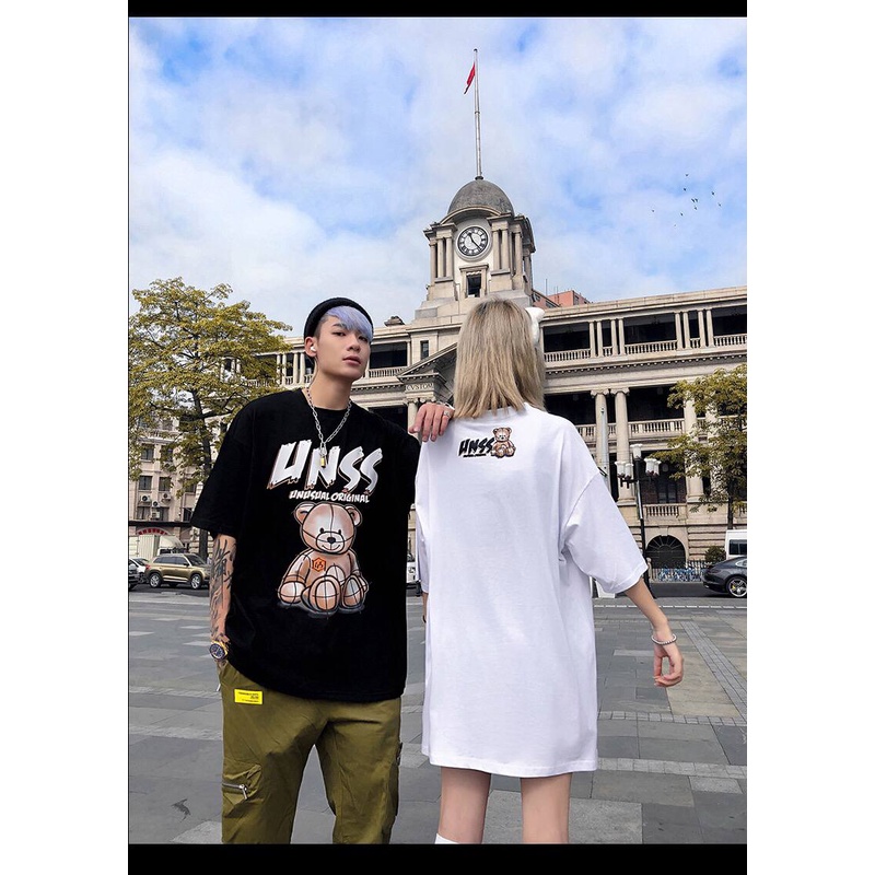 Áo Thun Nam Nữ Unisex GẤU UNSS Cotton Form Rộng Tay Lỡ