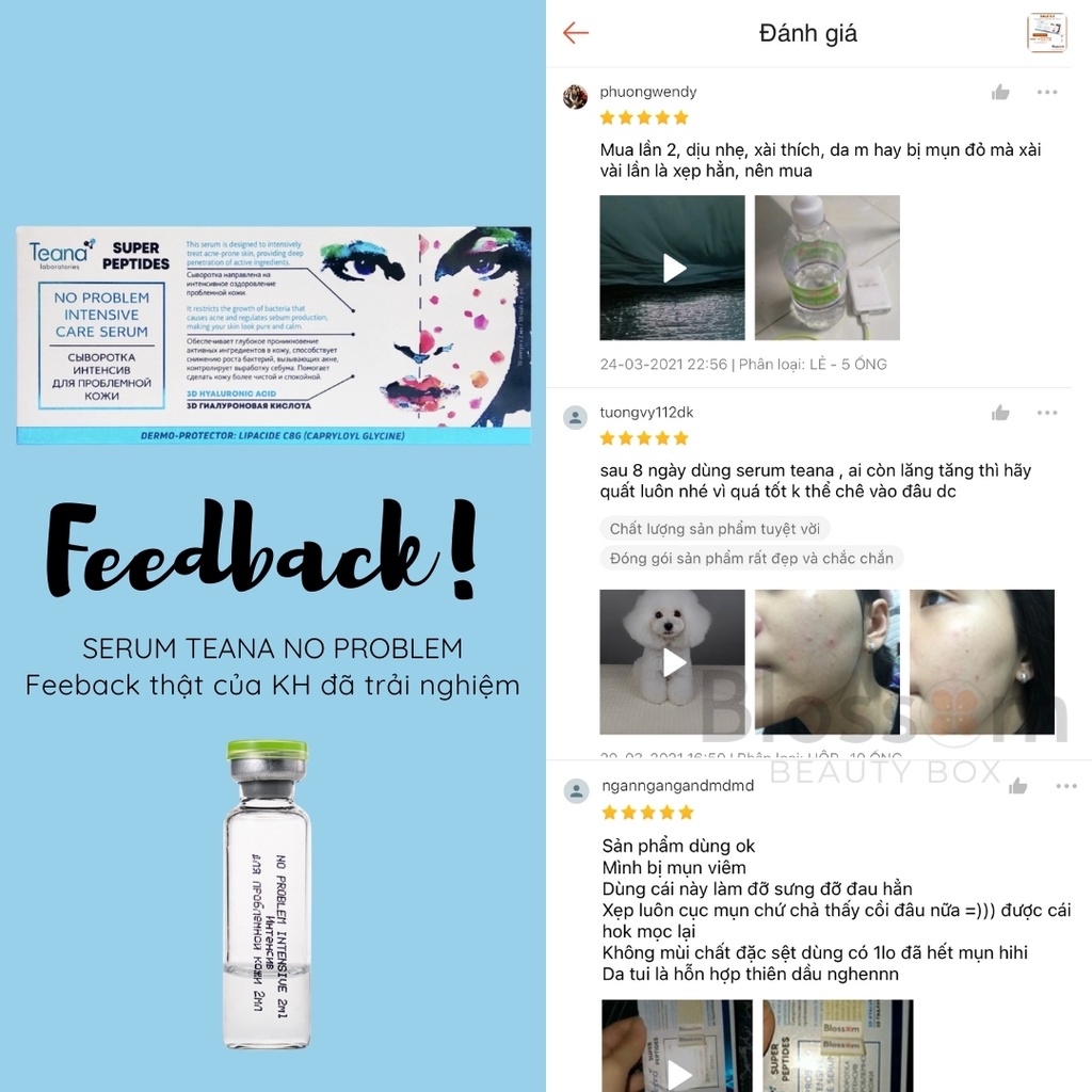 Serum da dầu mụn TEANA super peptides - NO PROBLEM 20ML