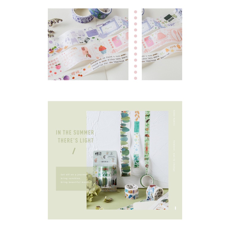 Bộ 3 cuộn băng keo washi cá tính trang trí sổ tay M716